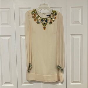 French Connection Cream Dress with Colorful Embellishments